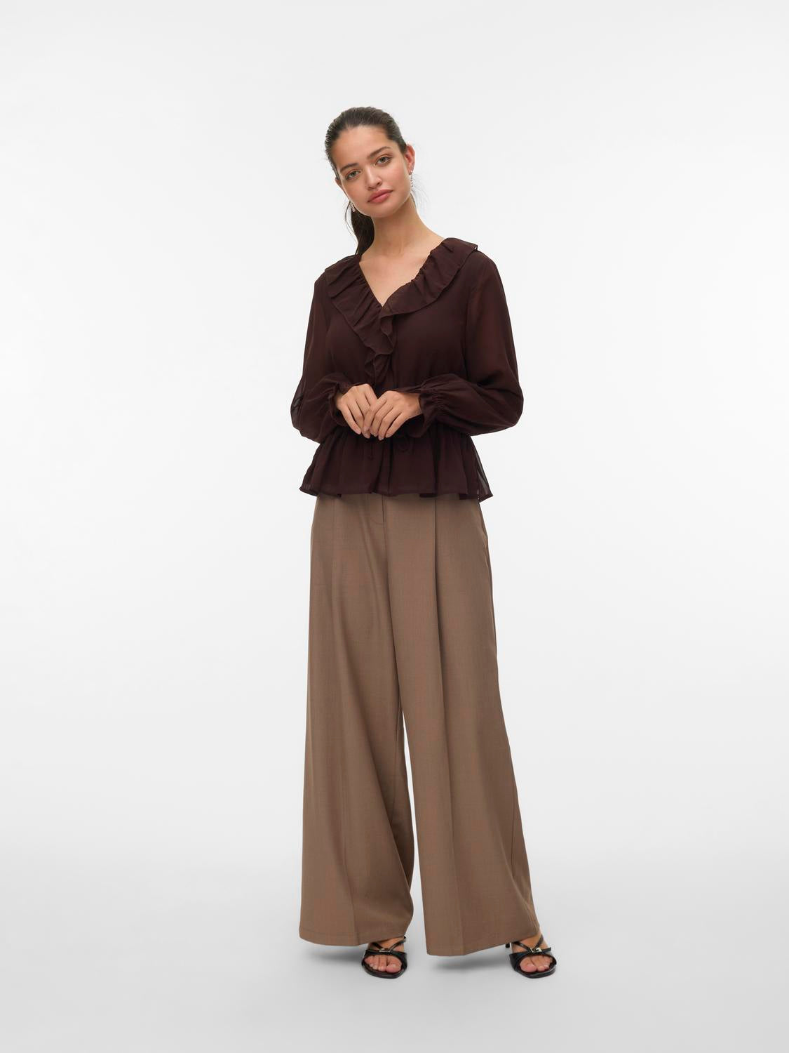 VERO MODA DORA LS FRILL TOP