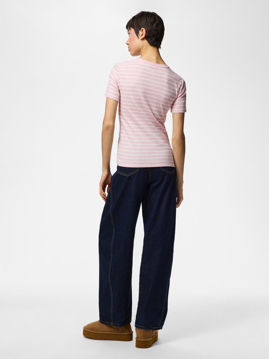 PIECES RUKA SS TOP - ROSEATE/CLOUD DANCER