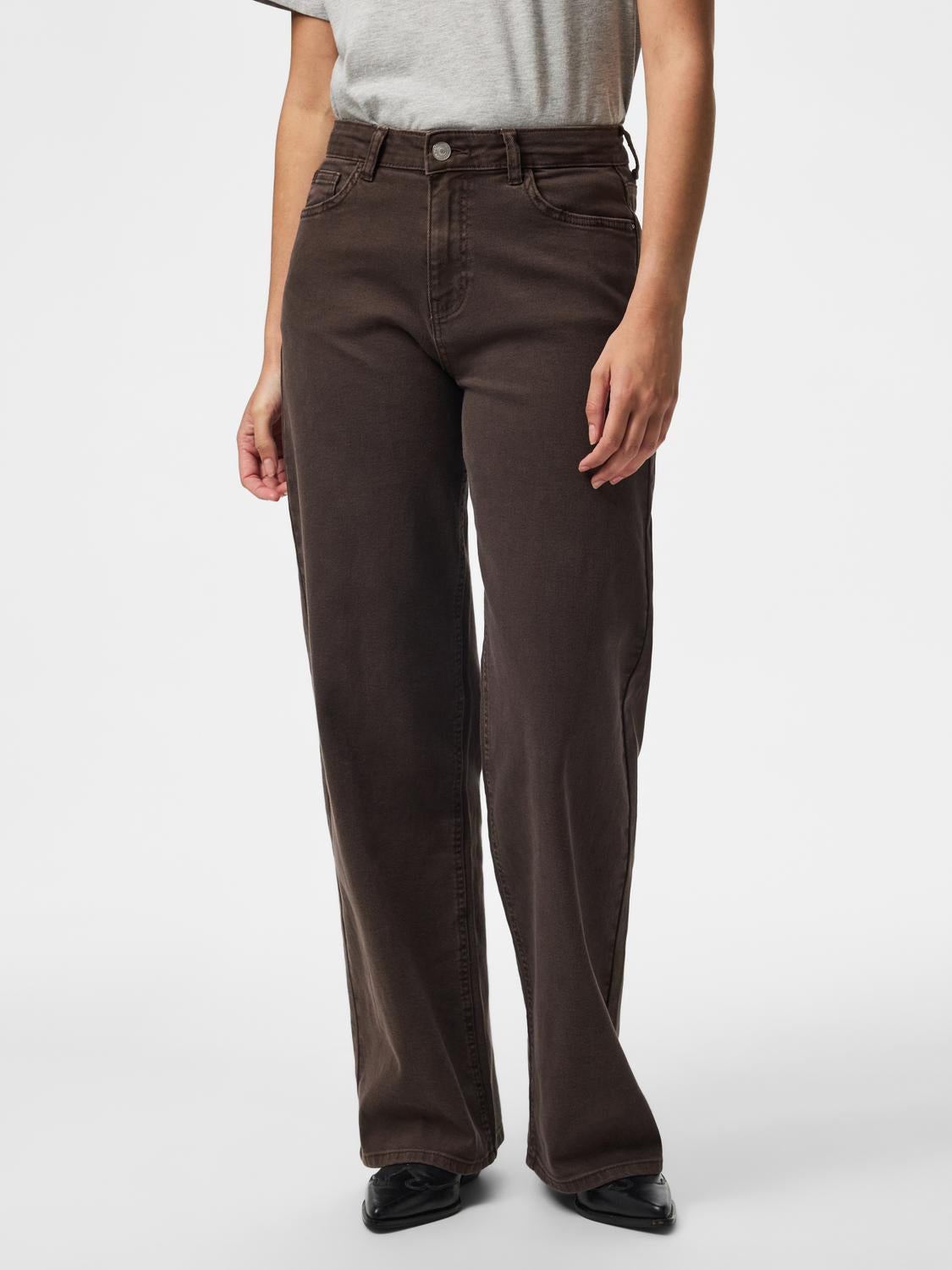 PIECES SILKE MW WIDE COLORED JEANS