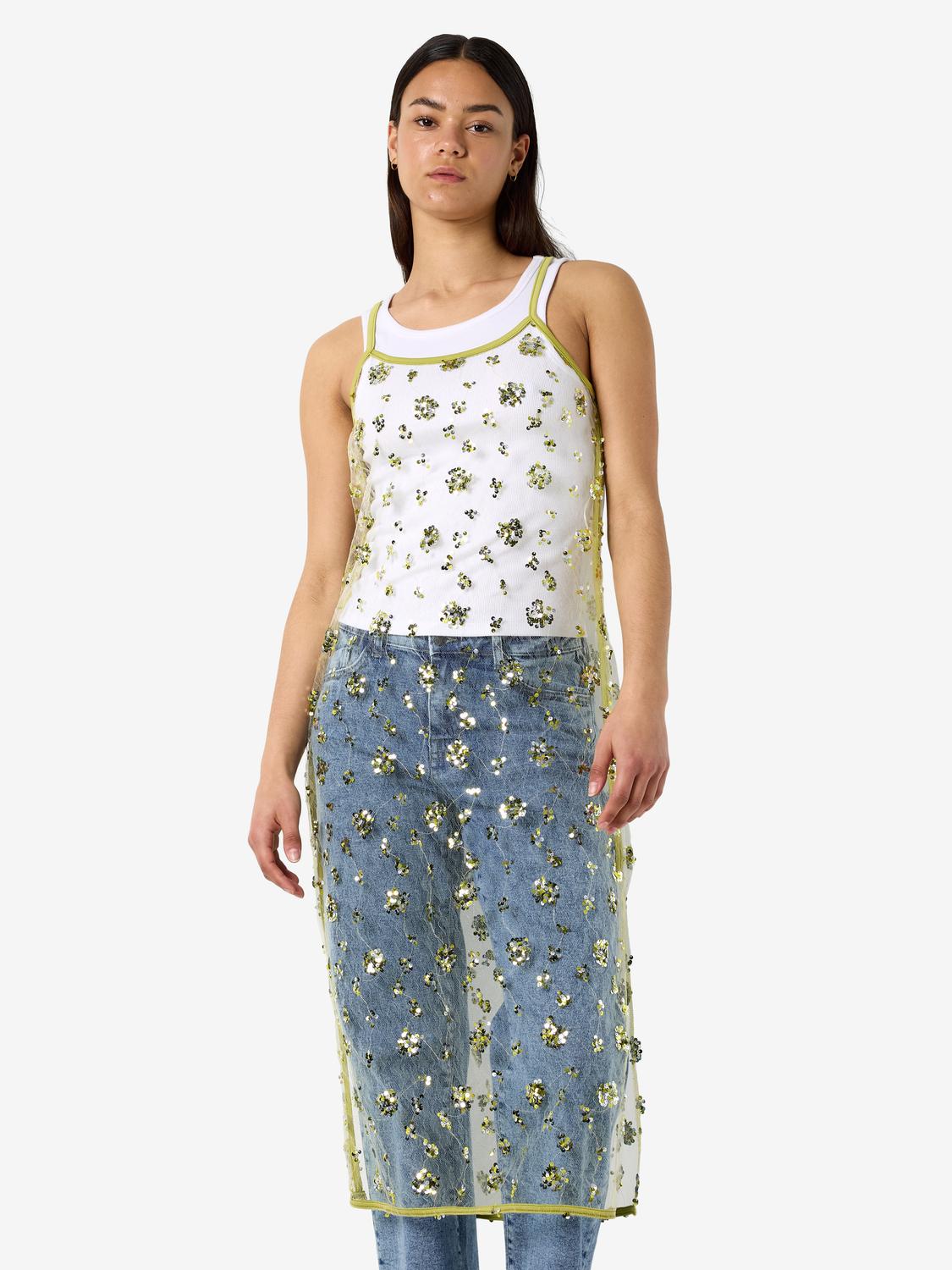 NOISY MAY ZIGGA S/L SEQUIN MESH DRESS