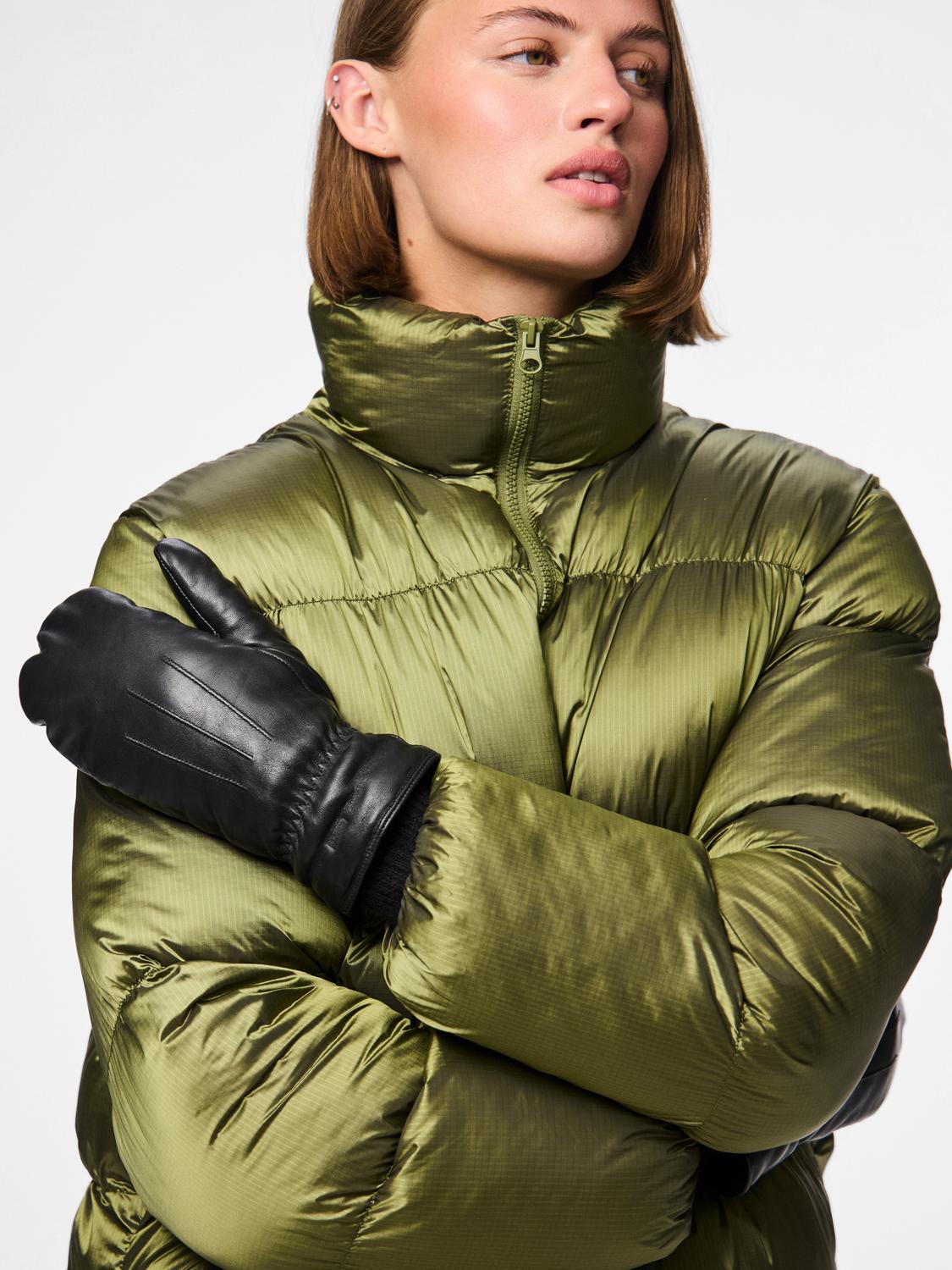PIECES NELLIE LEATHER MITTENS