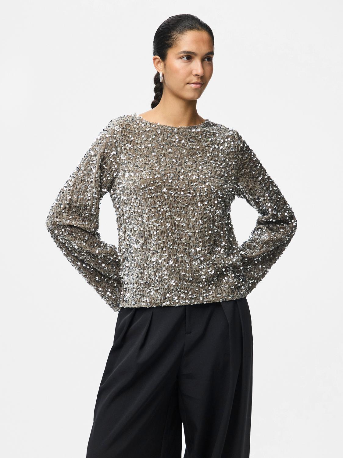 PIECES KAM LS DEEP BACK BOW TOP