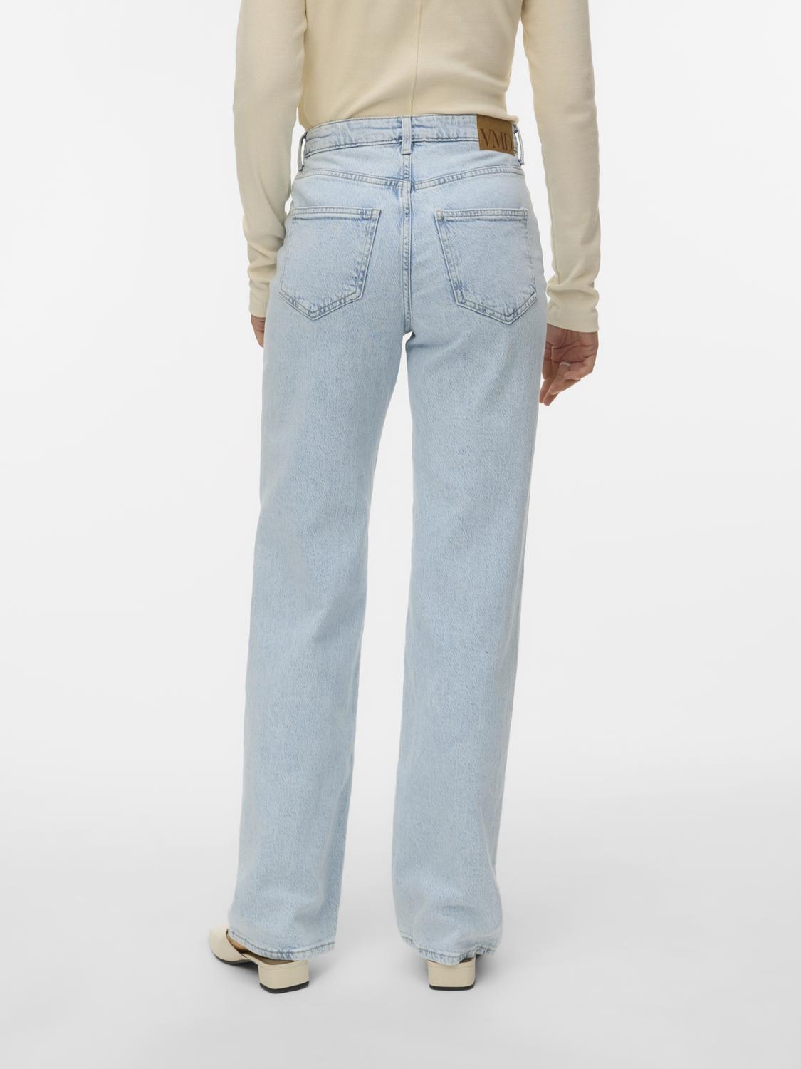 VERO MODA TESSA HR WIDE JEANS - LIGHT BLUE DENIM BLEACHED