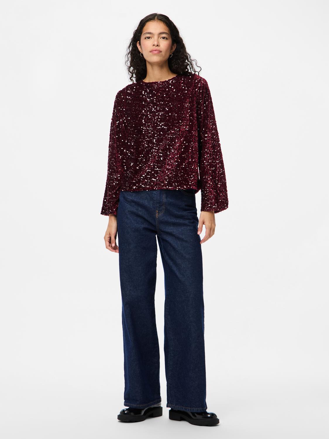 PIECES KAM LS DEEP BACK BOW TOP
