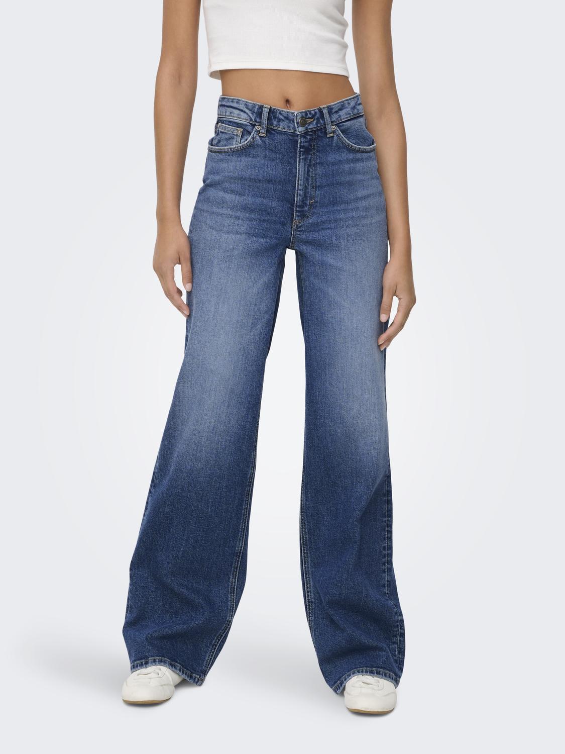 ONLY JUICY HW WIDE LEG DNM - DARK BLUE DENIM
