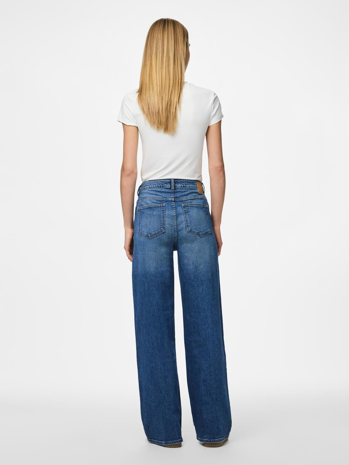 PIECES SILKE MW WIDE JEANS - MEDIUM BLUE DENIM