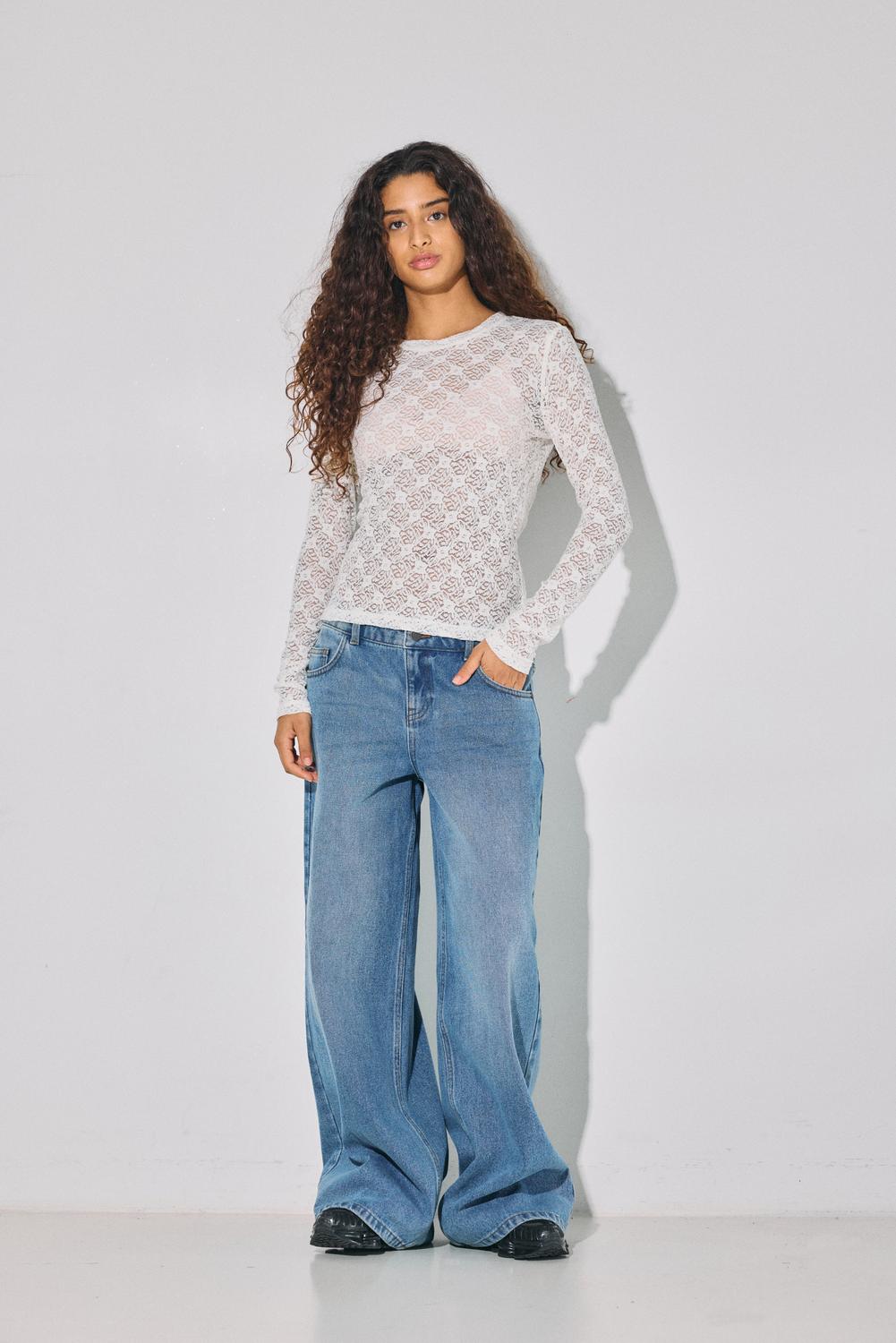 NOISY MAY JUDITH L/S LACE TOP NOOS