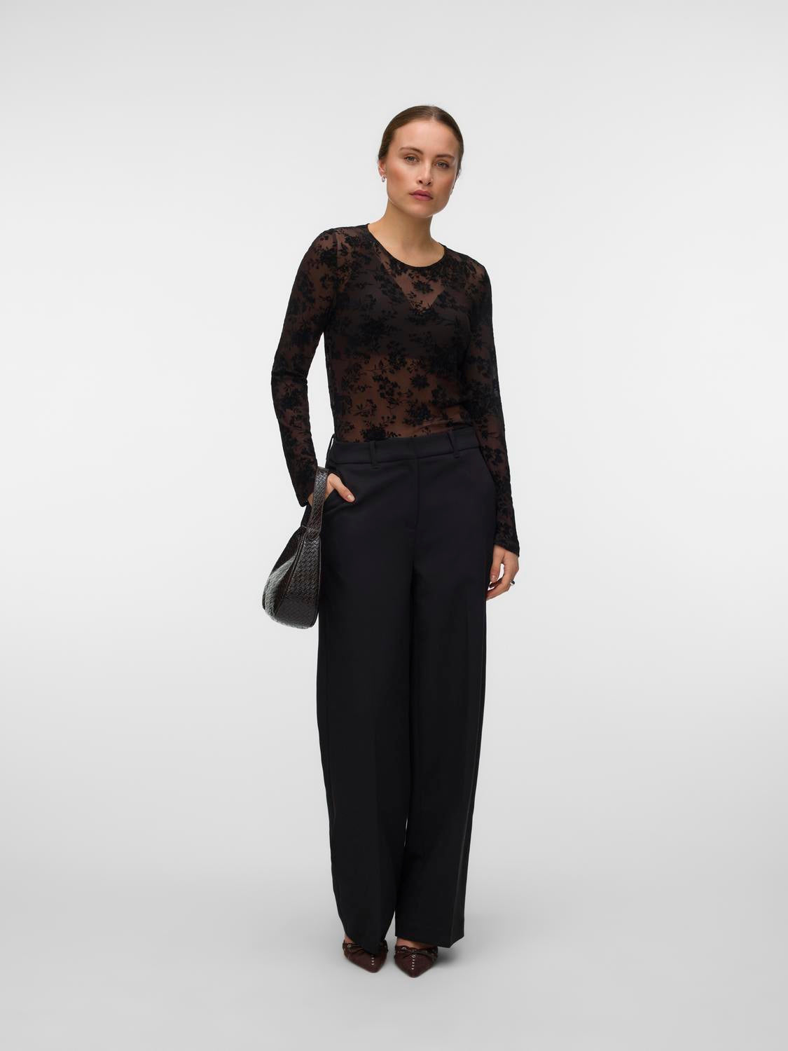 VERO MODA FLORA LS O-NECK TOP JRS