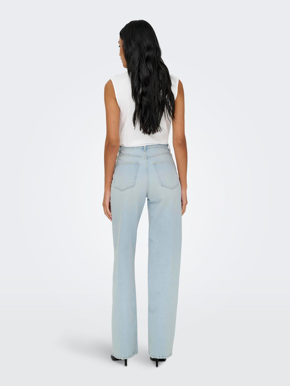 ONLY JUICY HW WIDE LEG - LIGHT BLUE BLEACHED DENIM