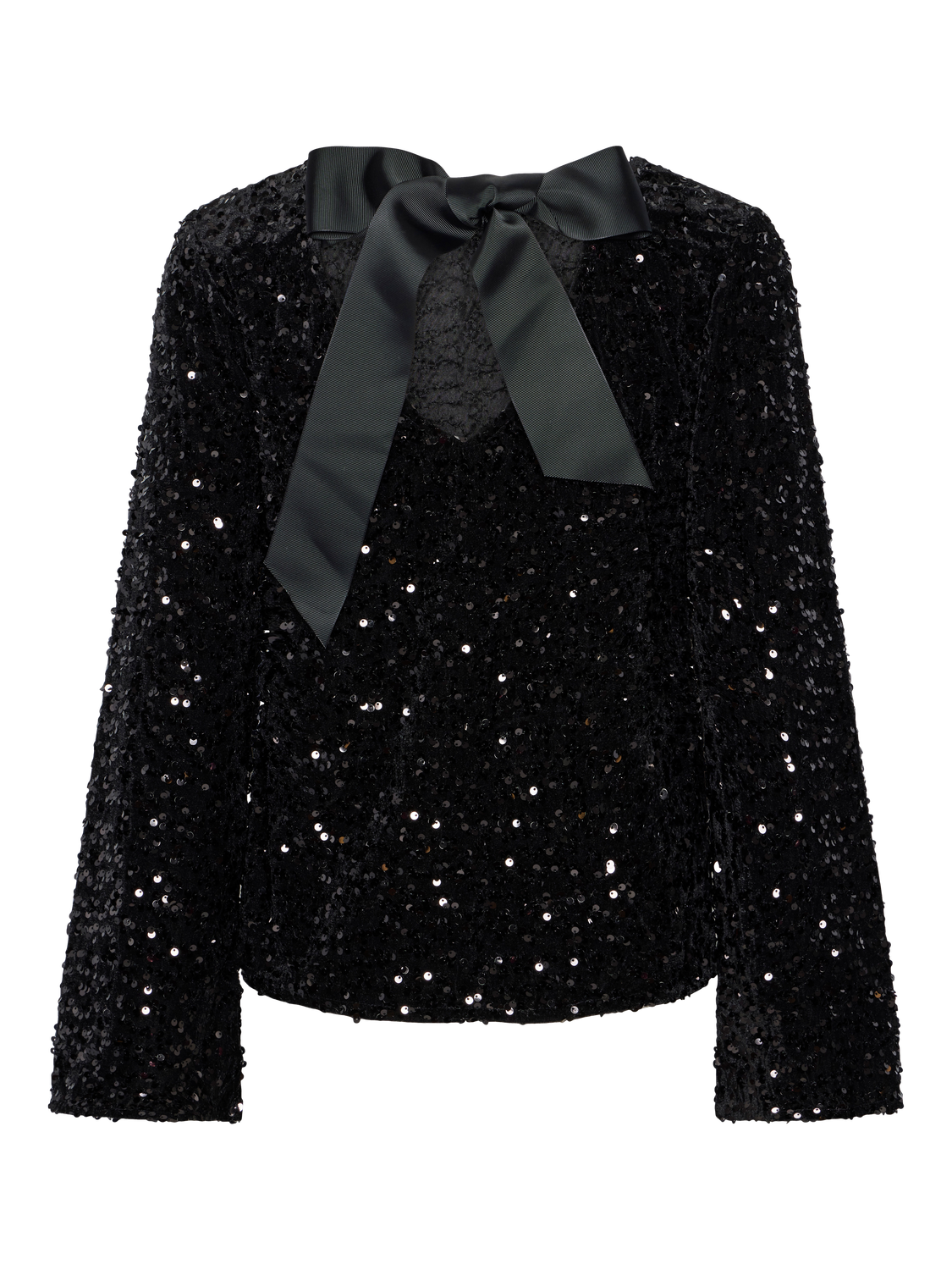 PIECES KAM LS DEEP BACK BOW TOP