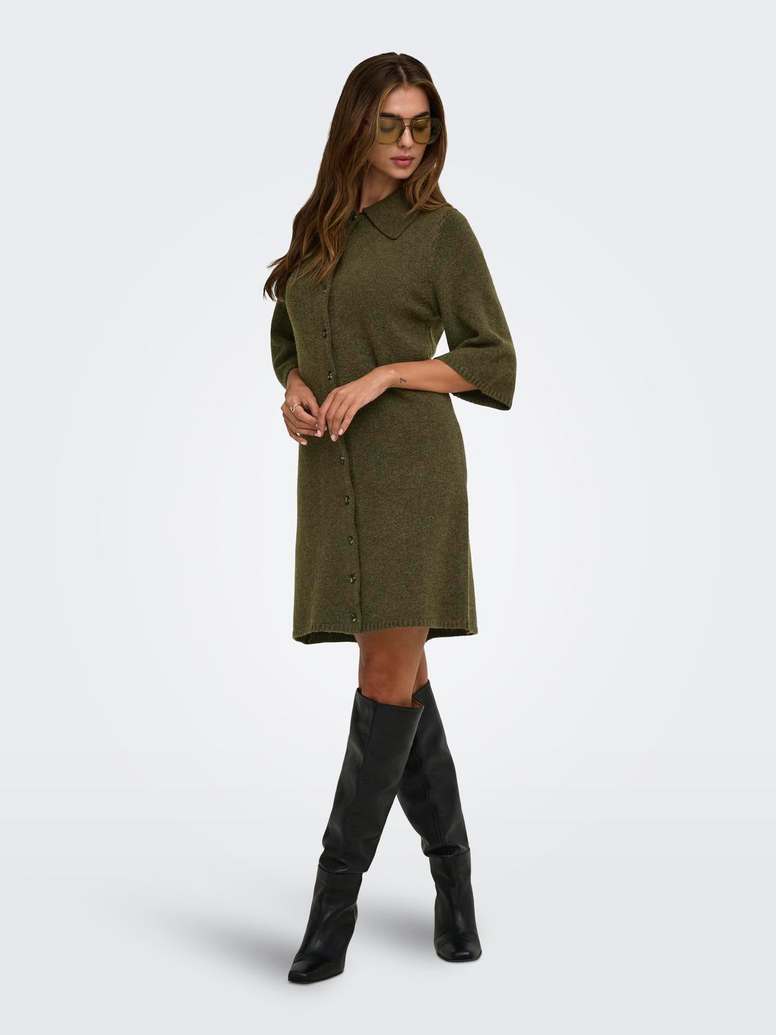ONLY ALIVIA 2/4 COLLAR DRESS KNT