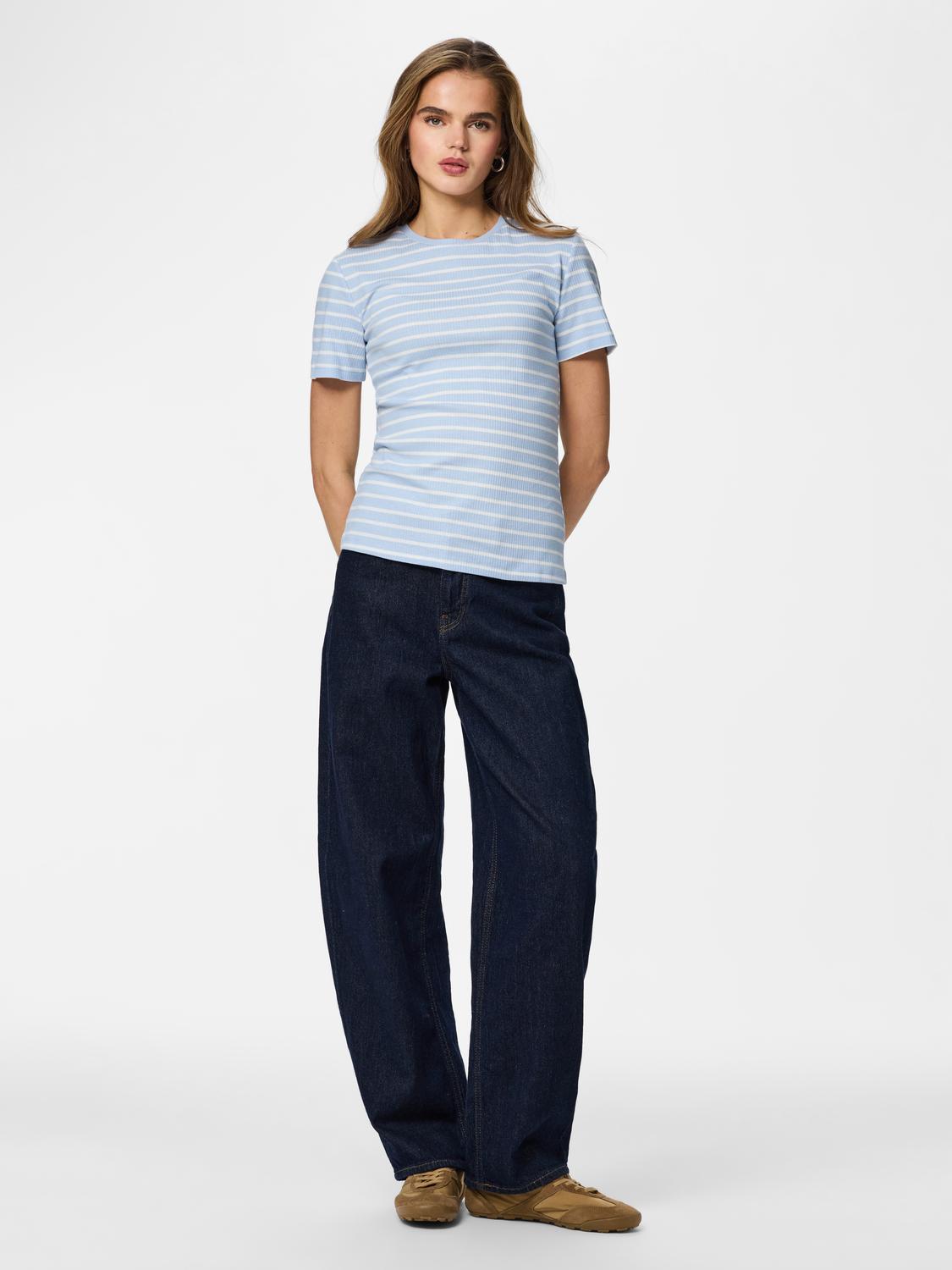 PIECES RUKA SS TOP - CASHMERE BLUE