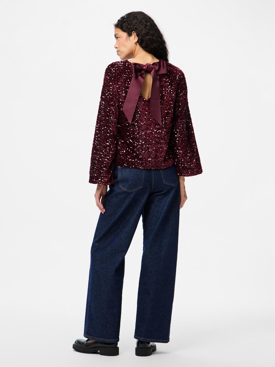 PIECES KAM LS DEEP BACK BOW TOP