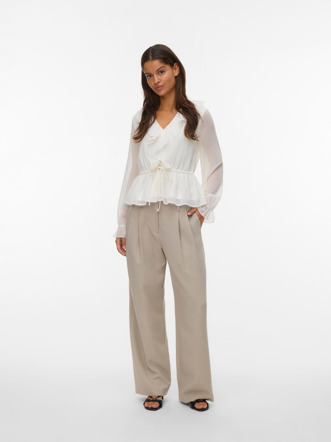 VERO MODA DORA LS FRILL TOP
