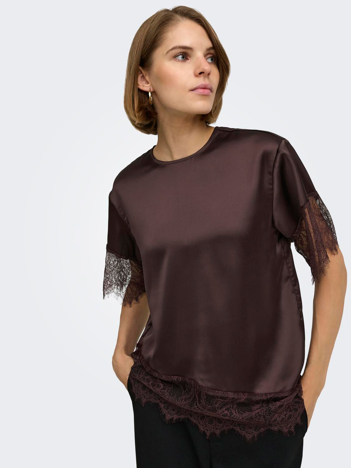 ONLY INDONA 2/4 SATIN LACE TOP WVN
