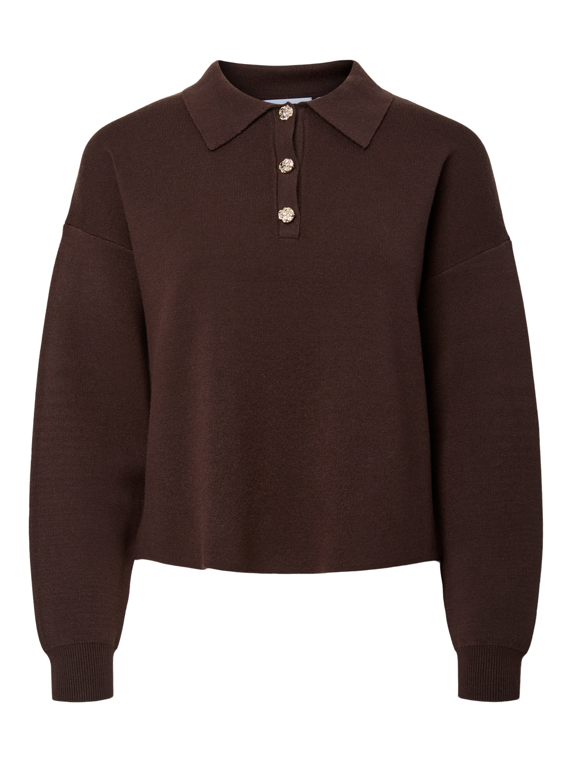 PIECES JASSY LS SHORT POLO KNIT