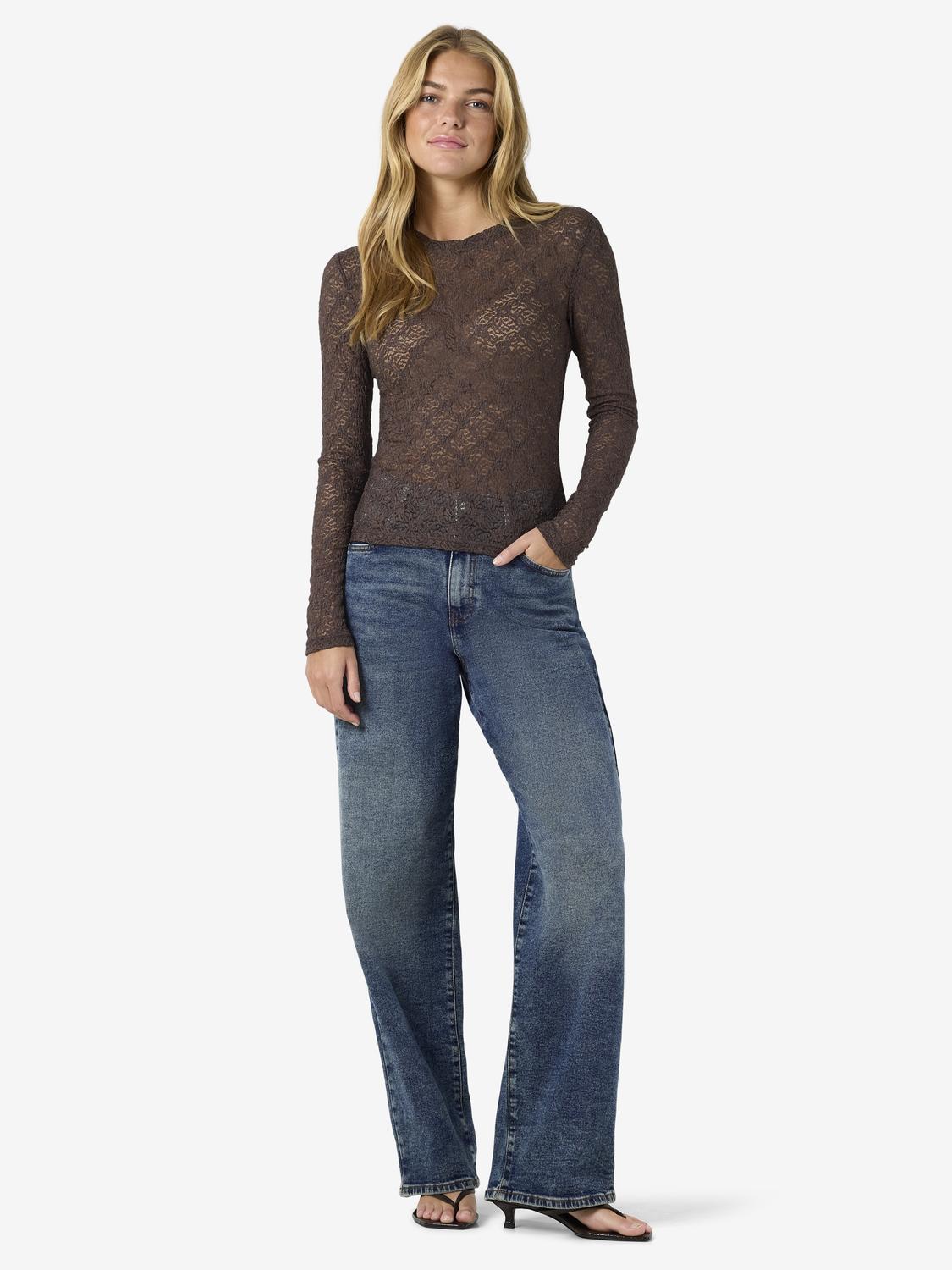 NOISY MAY JUDITH L/S LACE TOP NOOS