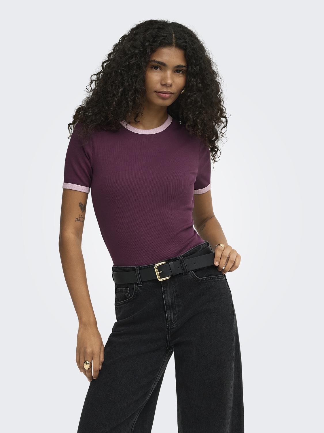 ONLY VAL S/S CONTRAST TOP JRS
