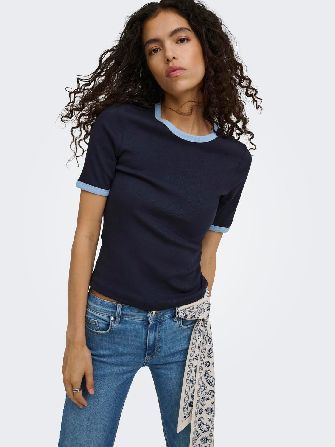 ONLY VAL S/S CONTRAST TOP JRS