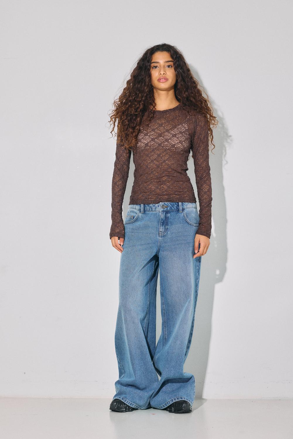 NOISY MAY JUDITH L/S LACE TOP NOOS