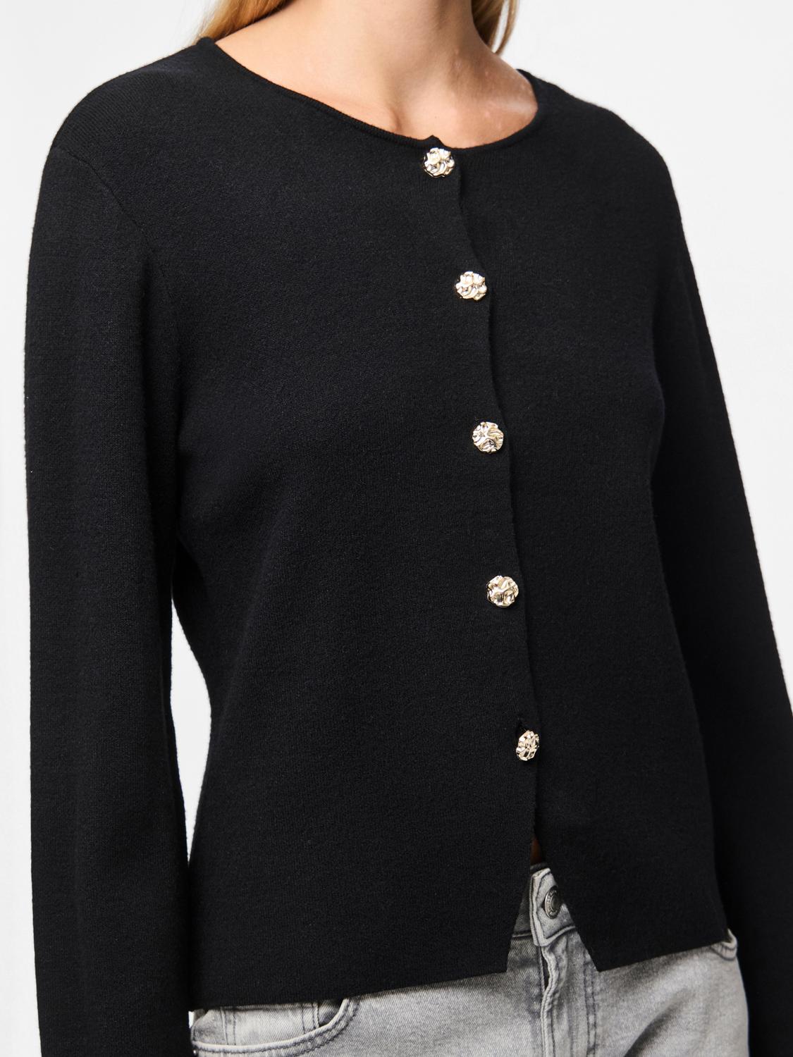PIECES FARIE LS O-NECK SPLIT KNIT