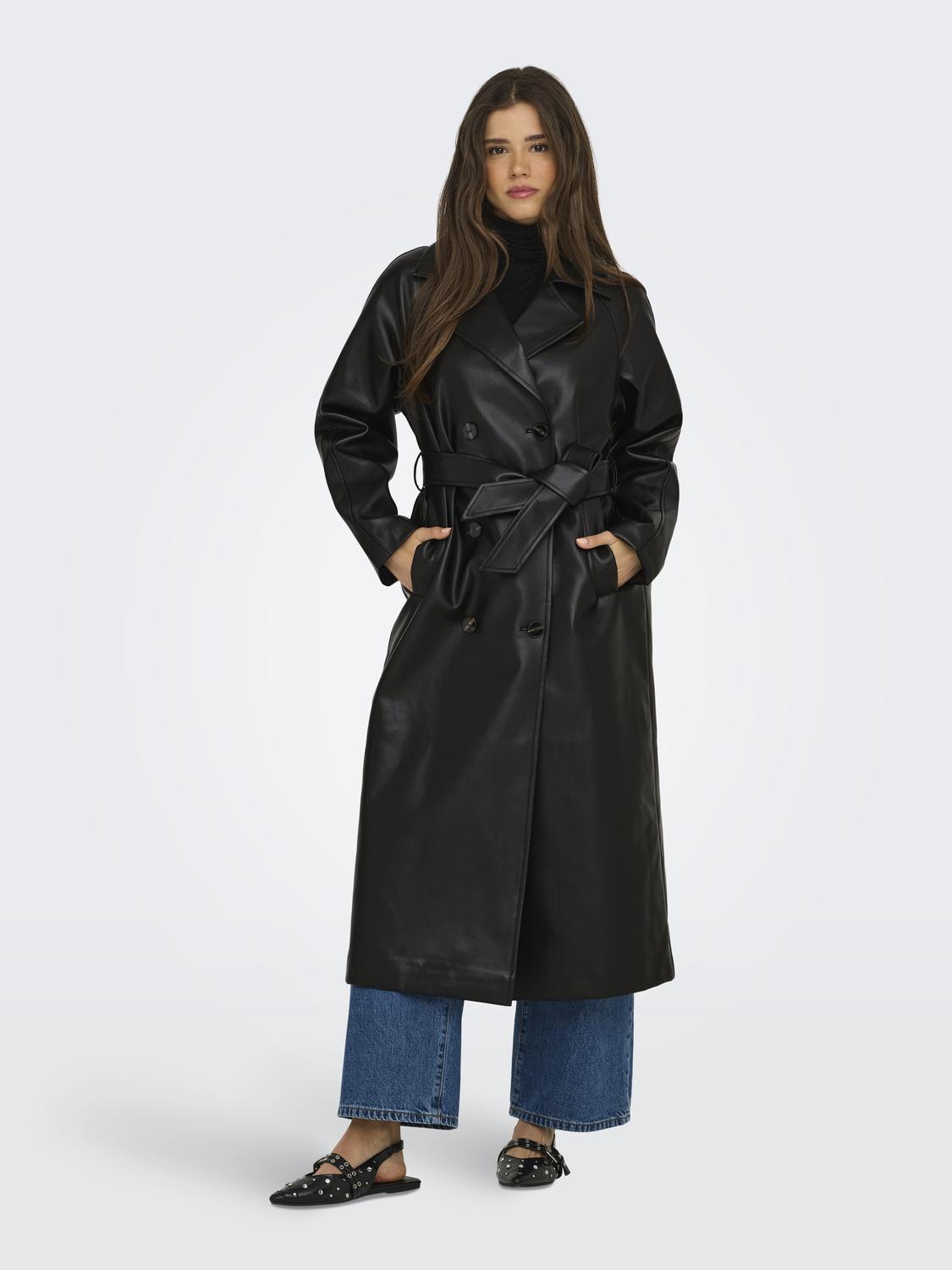 ONLY BINA FAUX LEATHER TRENCHCOAT