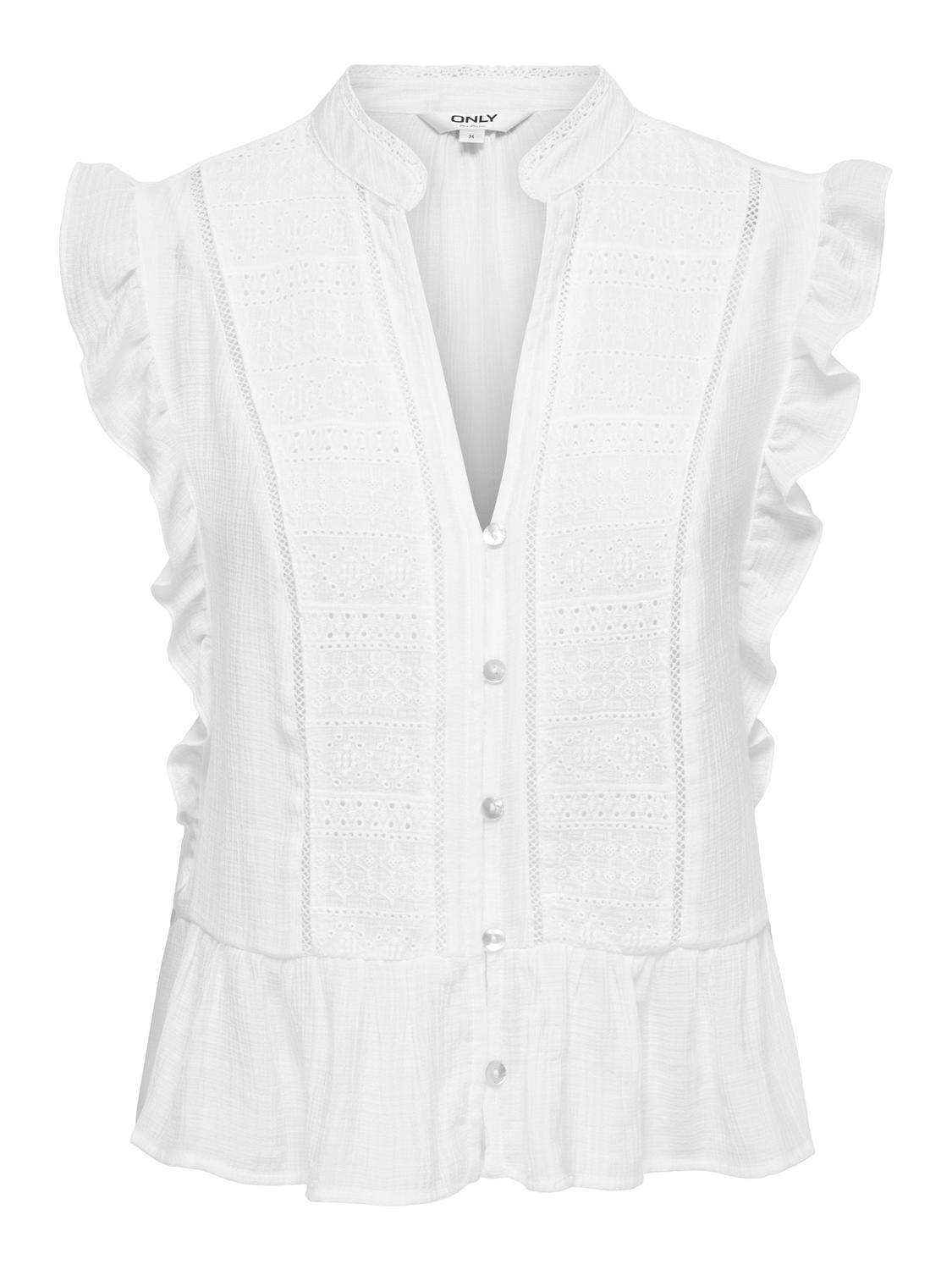ONLY HENNY S/L FRILL BUTTON TOP