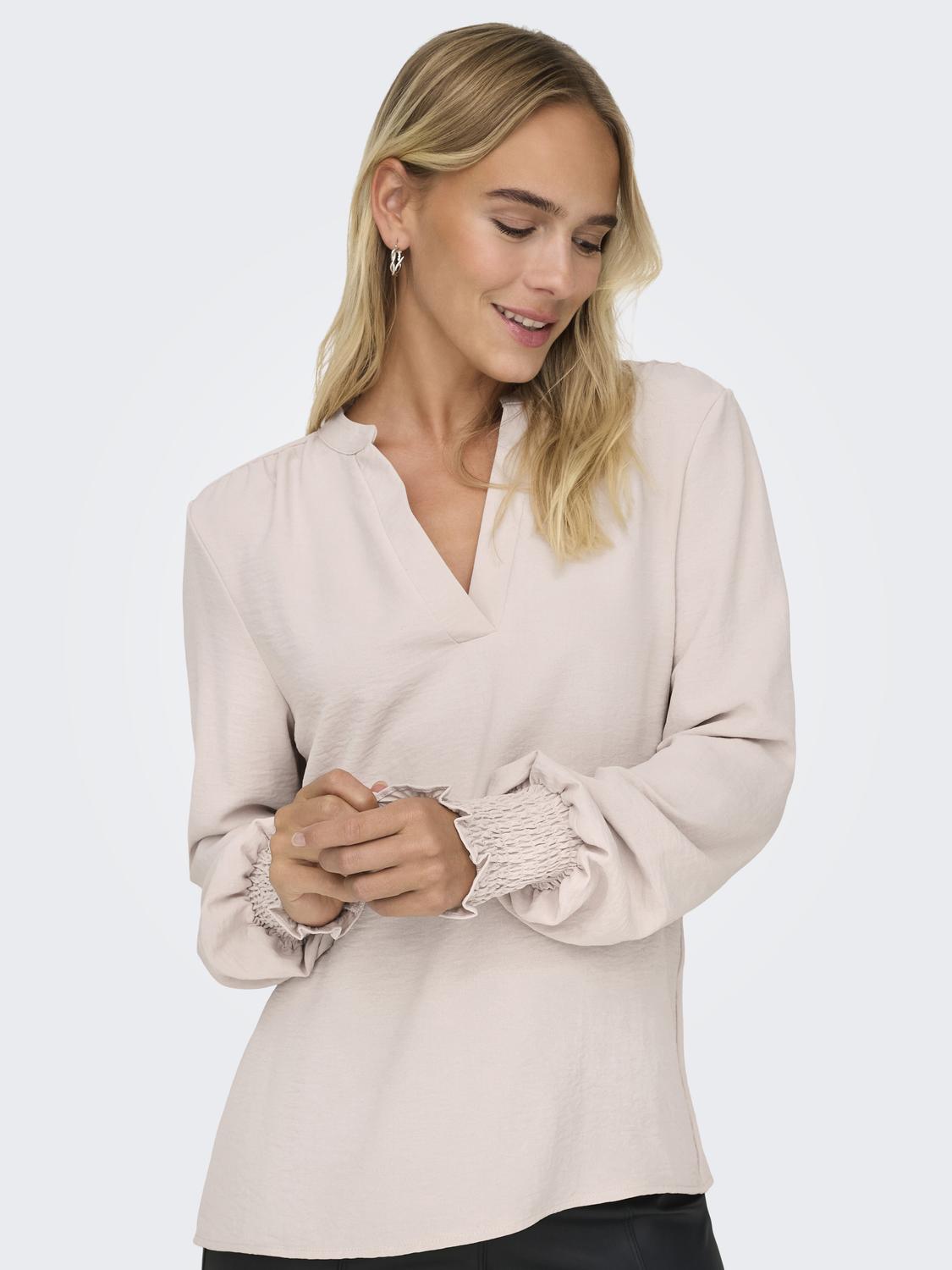 ONLY METTE V-NECK LS SMOCK TOP