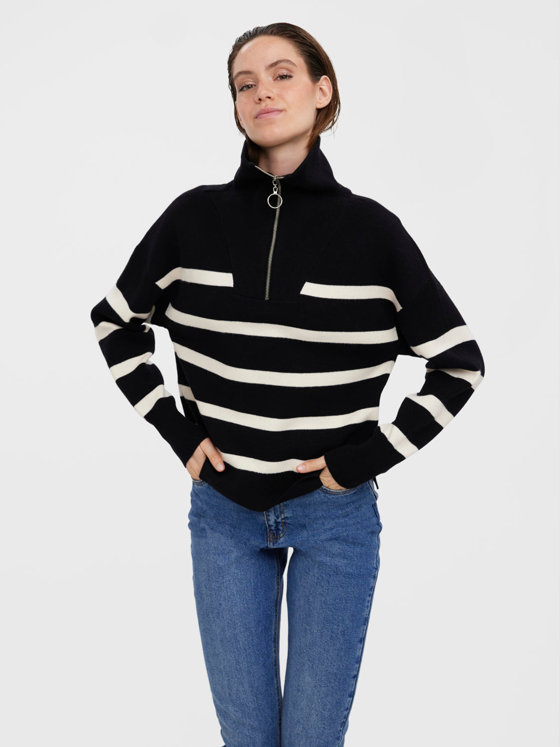 VERO MODA SABA STRIPE LS HIGHNECK BLOUSE