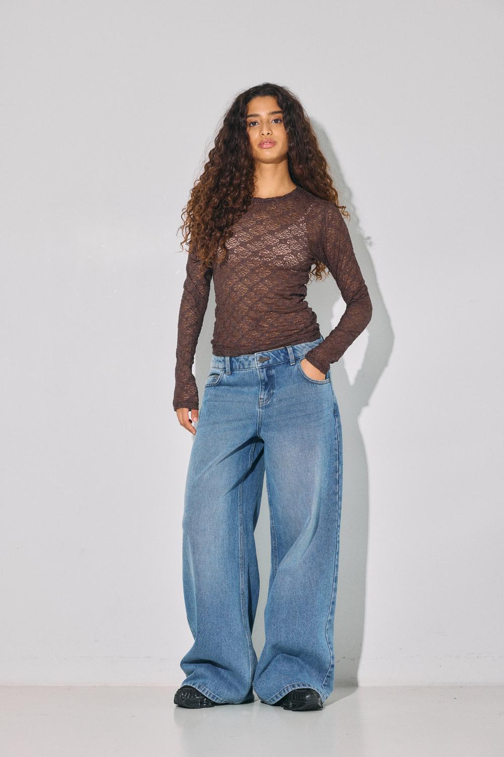 NOISY MAY JUDITH L/S LACE TOP NOOS