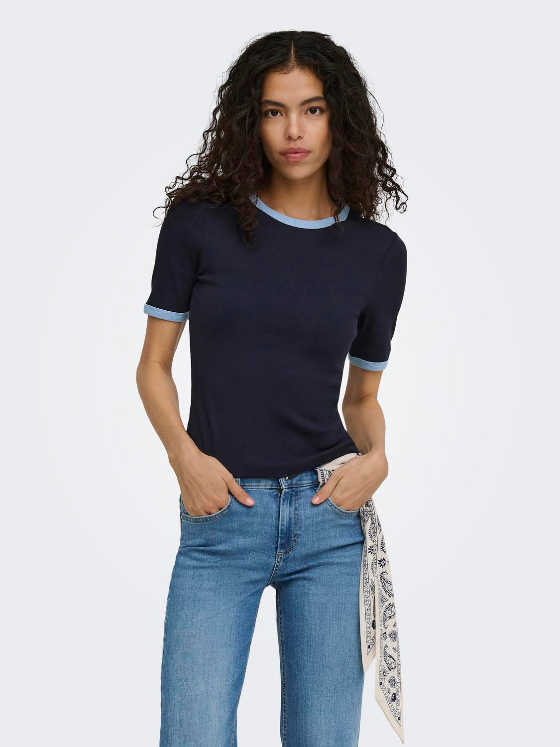 ONLY VAL S/S CONTRAST TOP JRS