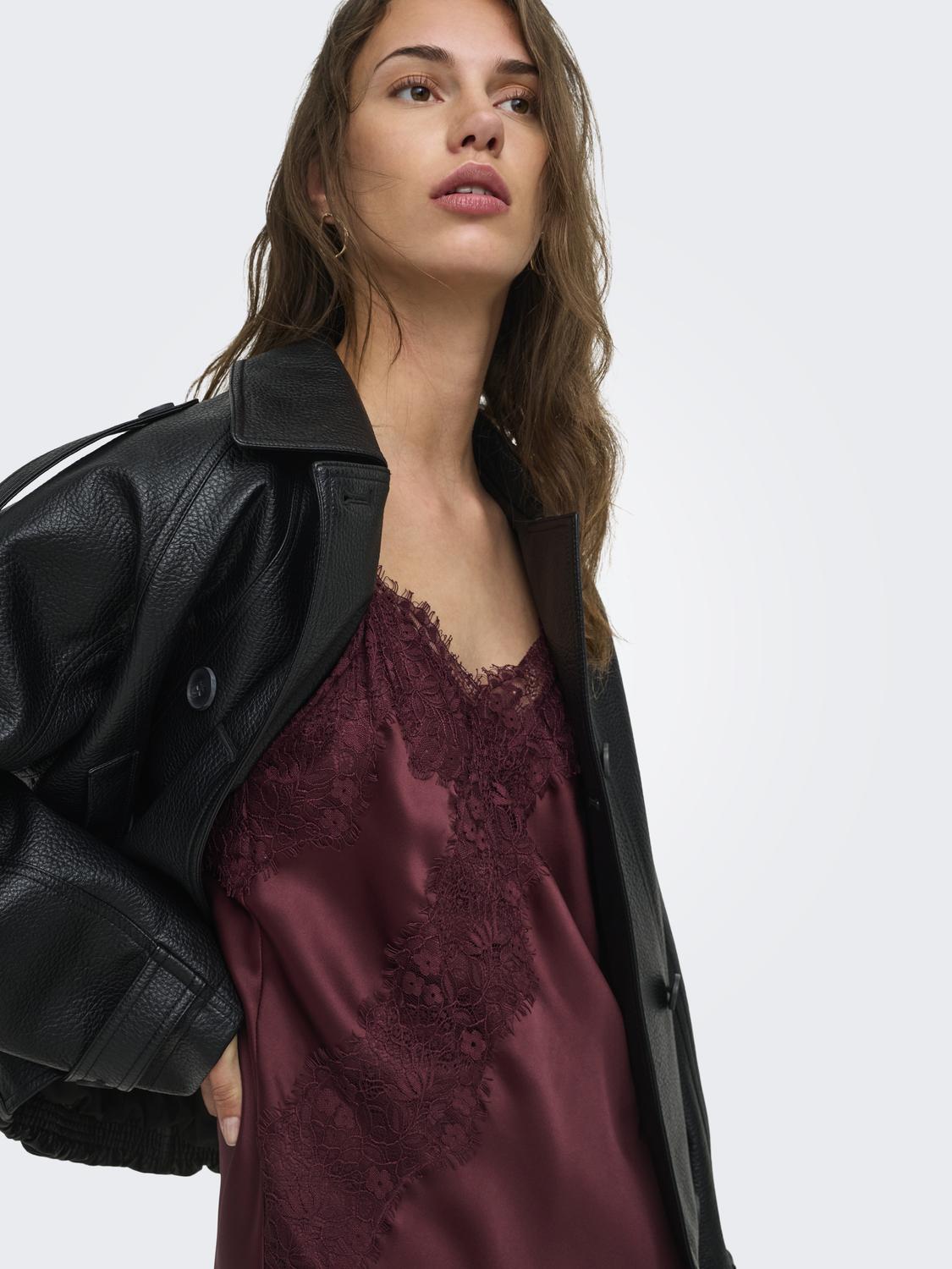 ONLY INDONA STRAP SATIN LACE DRESS WVN