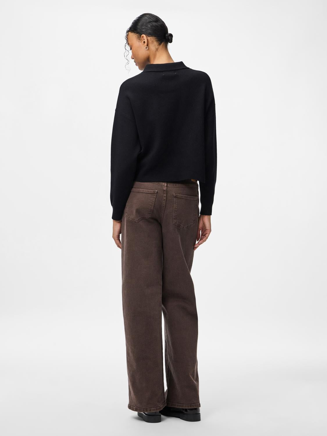 PIECES JASSY LS SHORT POLO KNIT