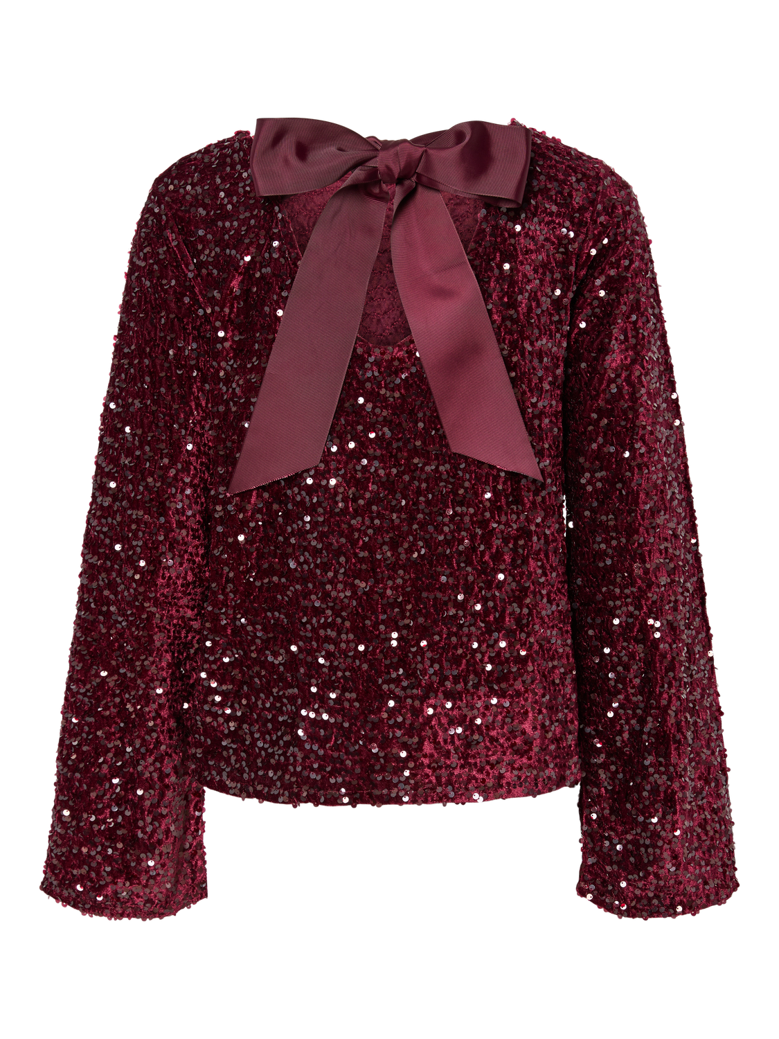PIECES KAM LS DEEP BACK BOW TOP