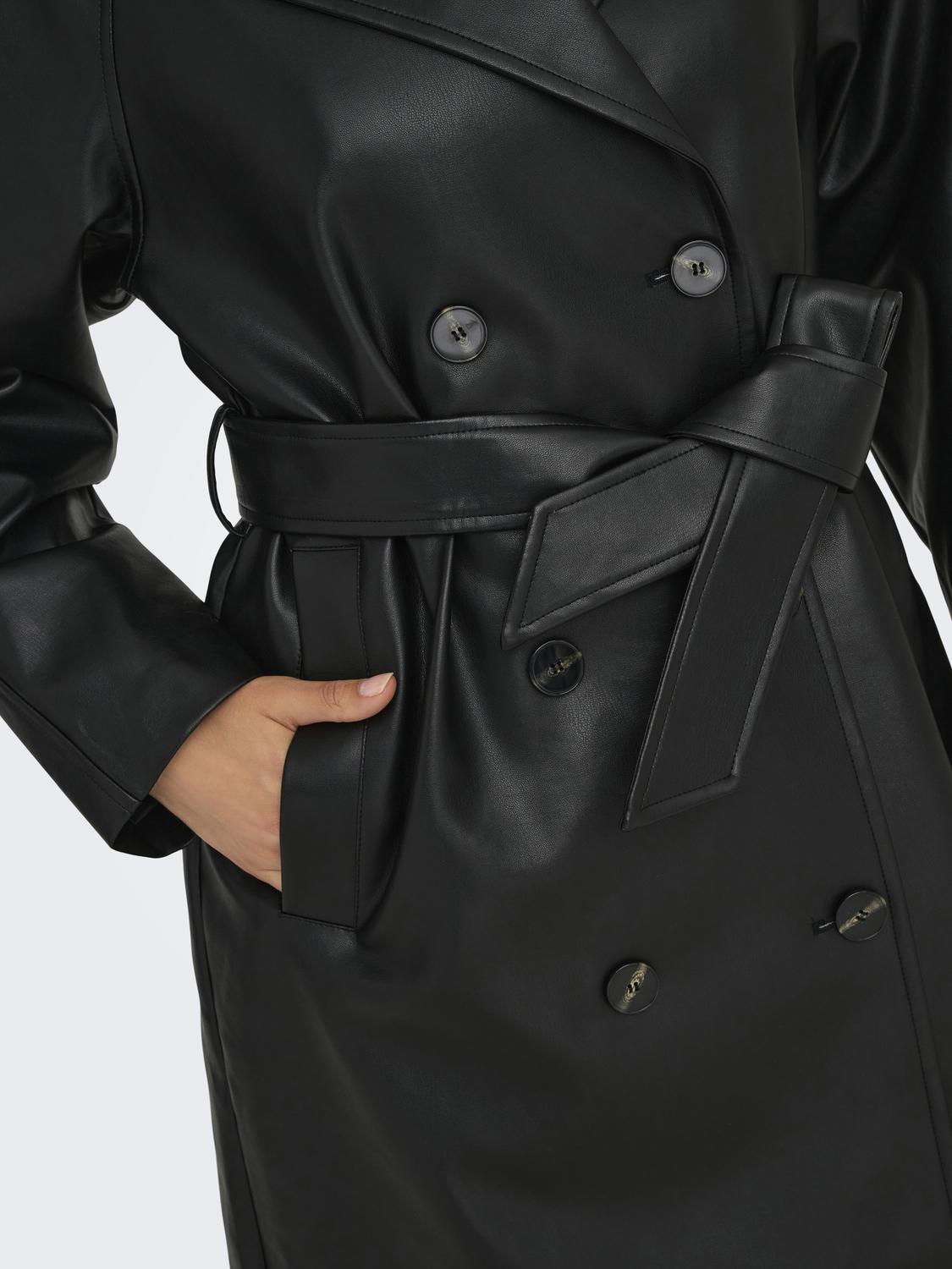 ONLY BINA FAUX LEATHER TRENCHCOAT