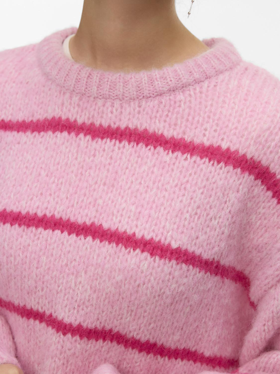 VERO MODA MAYBE ART LS O-NECK PULLOVER - PINK/RED