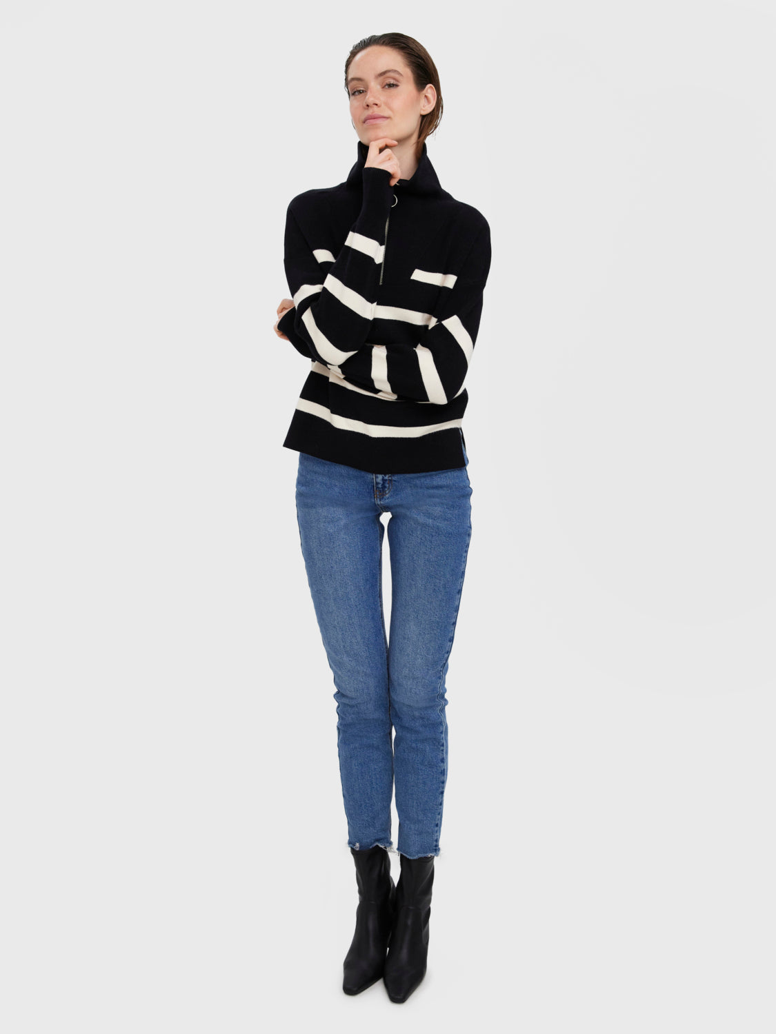 VERO MODA SABA STRIPE LS HIGHNECK BLOUSE