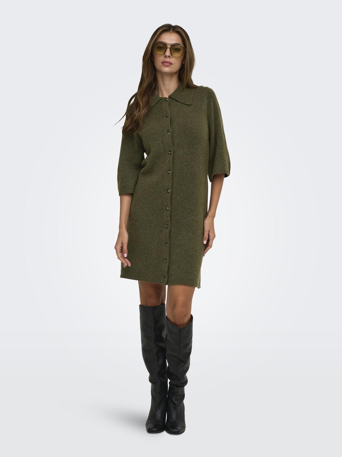 ONLY ALIVIA 2/4 COLLAR DRESS KNT