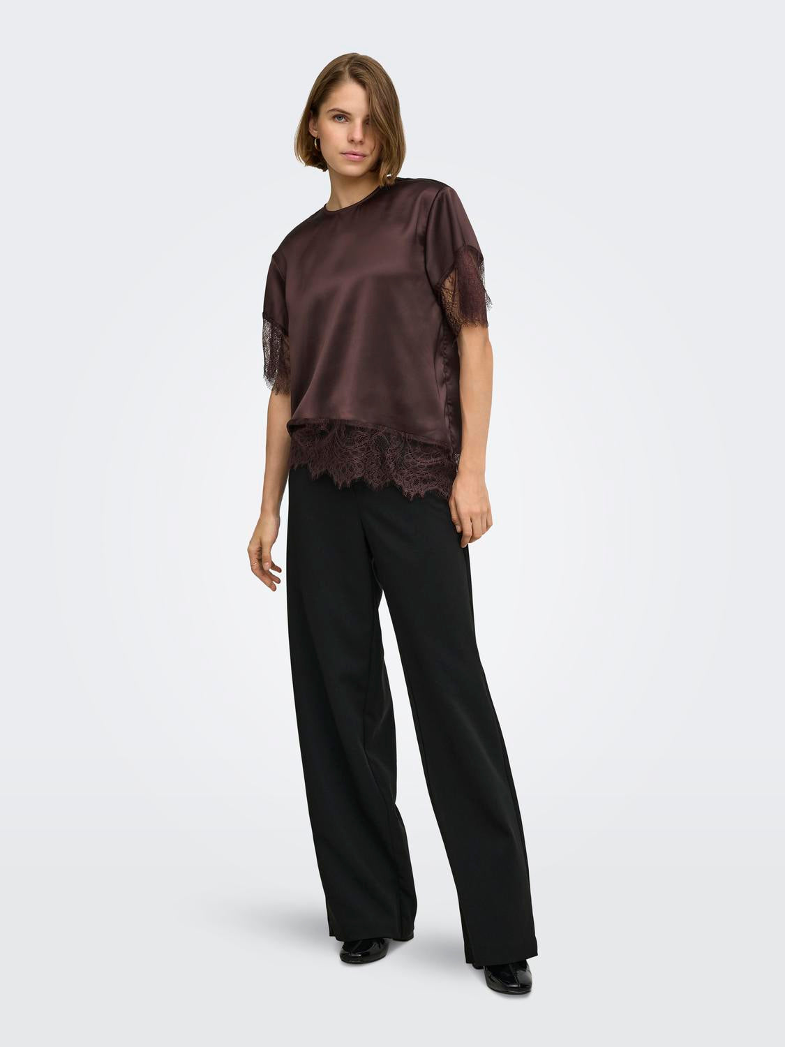 ONLY INDONA 2/4 SATIN LACE TOP WVN