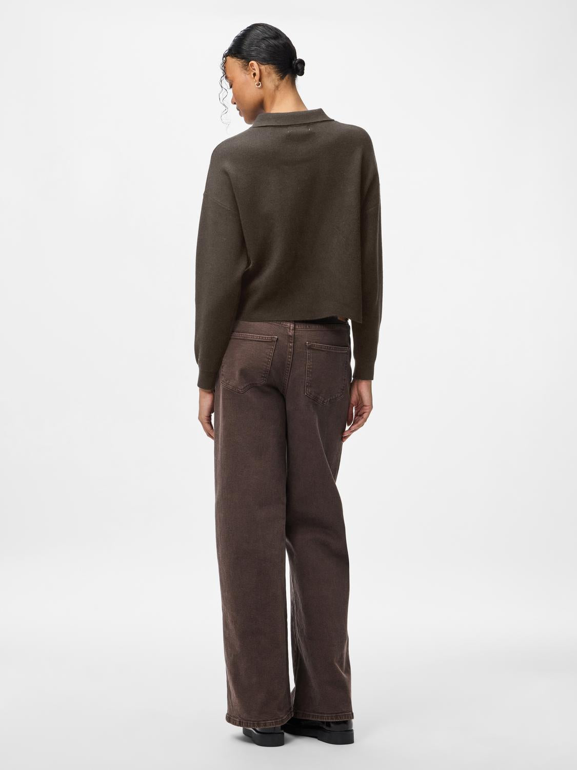 PIECES JASSY LS SHORT POLO KNIT