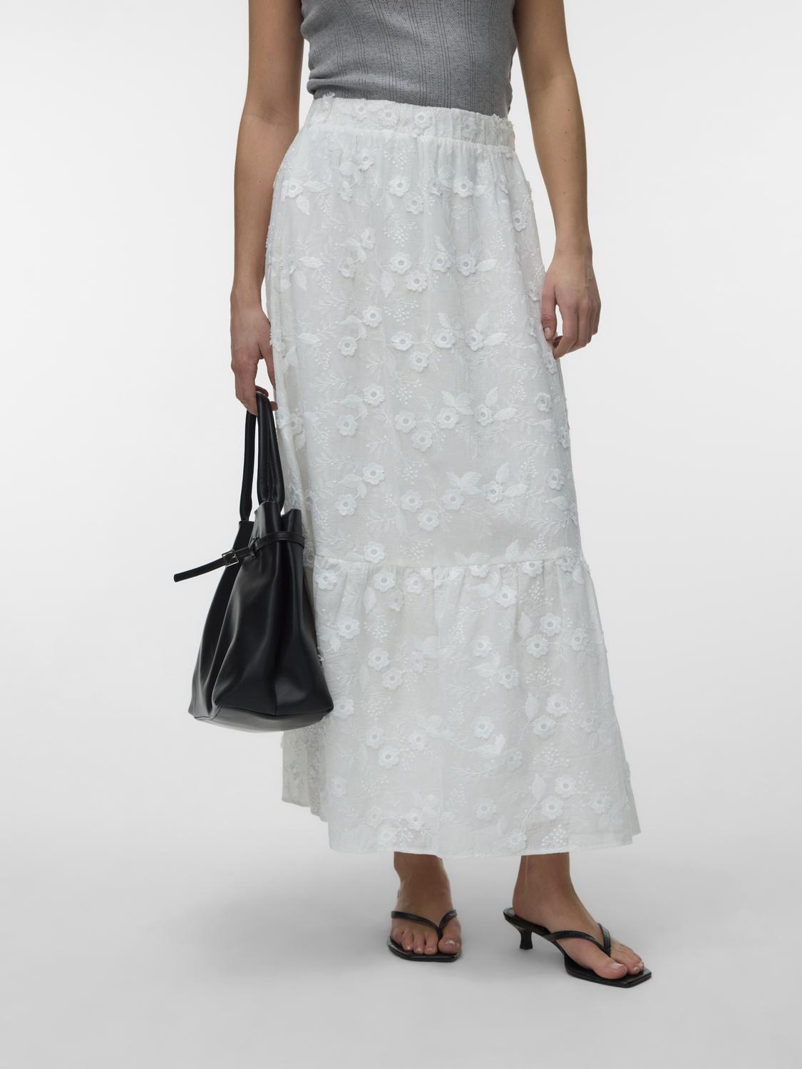 VERO MODA ELISA EMBROIDERY HW MAXI SKIRT
