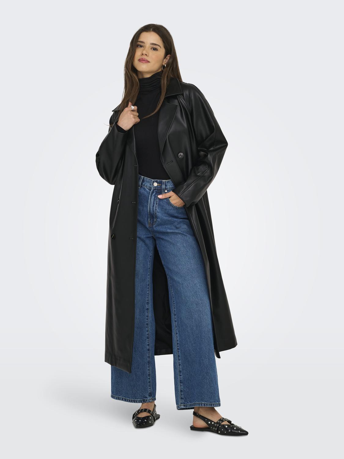 ONLY BINA FAUX LEATHER TRENCHCOAT