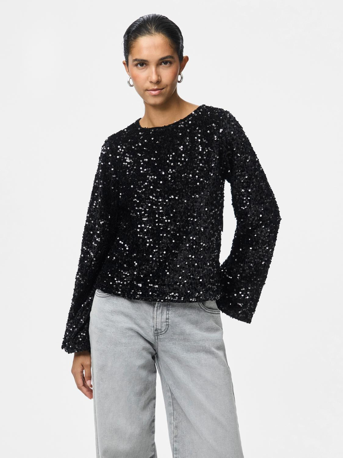 PIECES KAM LS DEEP BACK BOW TOP