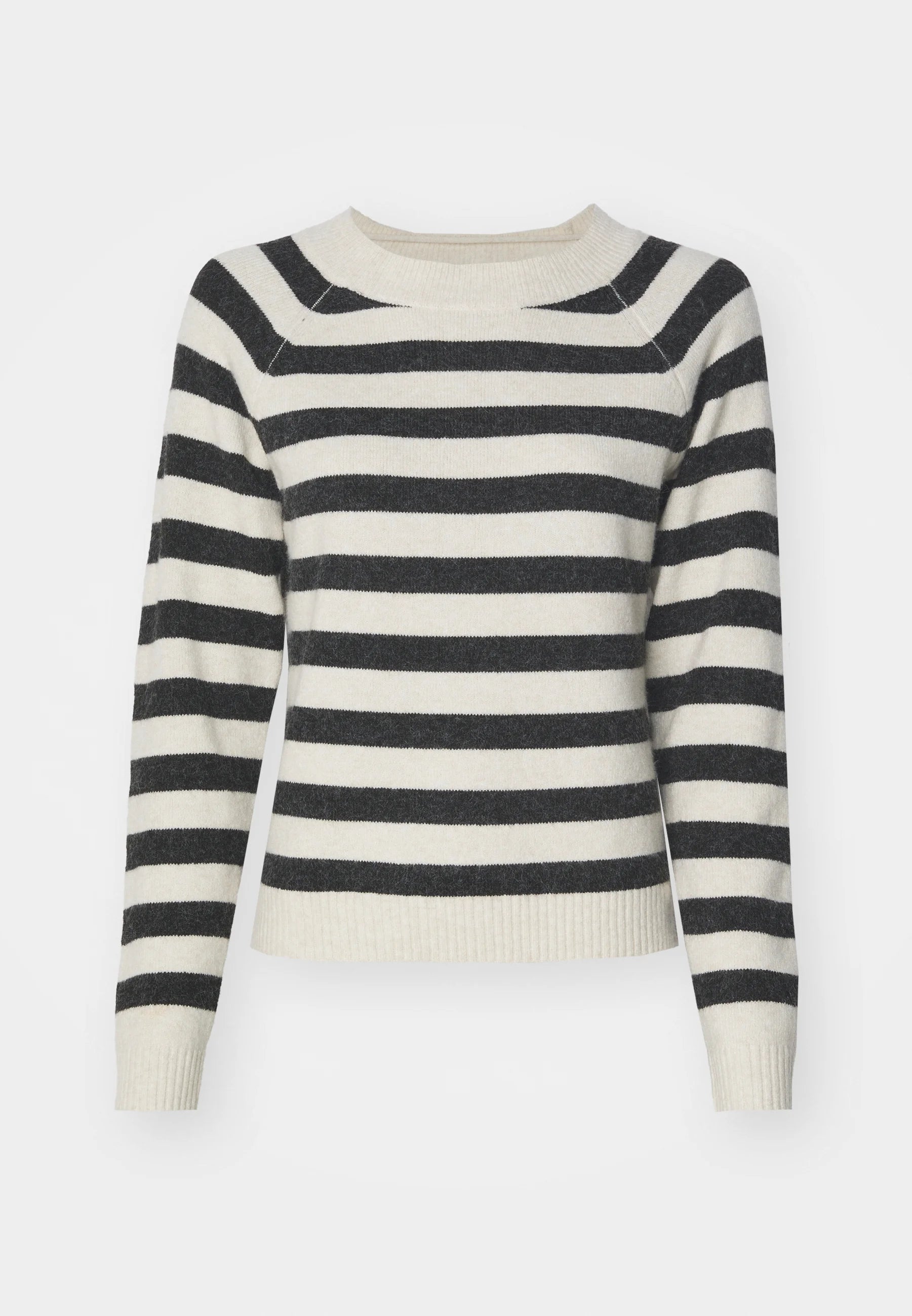 VERO MODA DOFFY LS O-NECK BLOUSE - BIRCH STRIPES/BLACK MELANGE