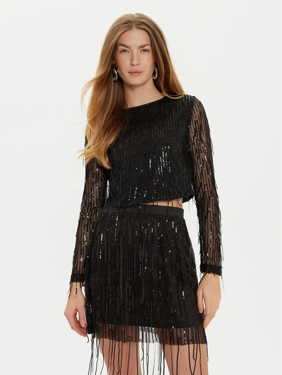 ONLY SPACY LS CROPPED SEQUINS TOP