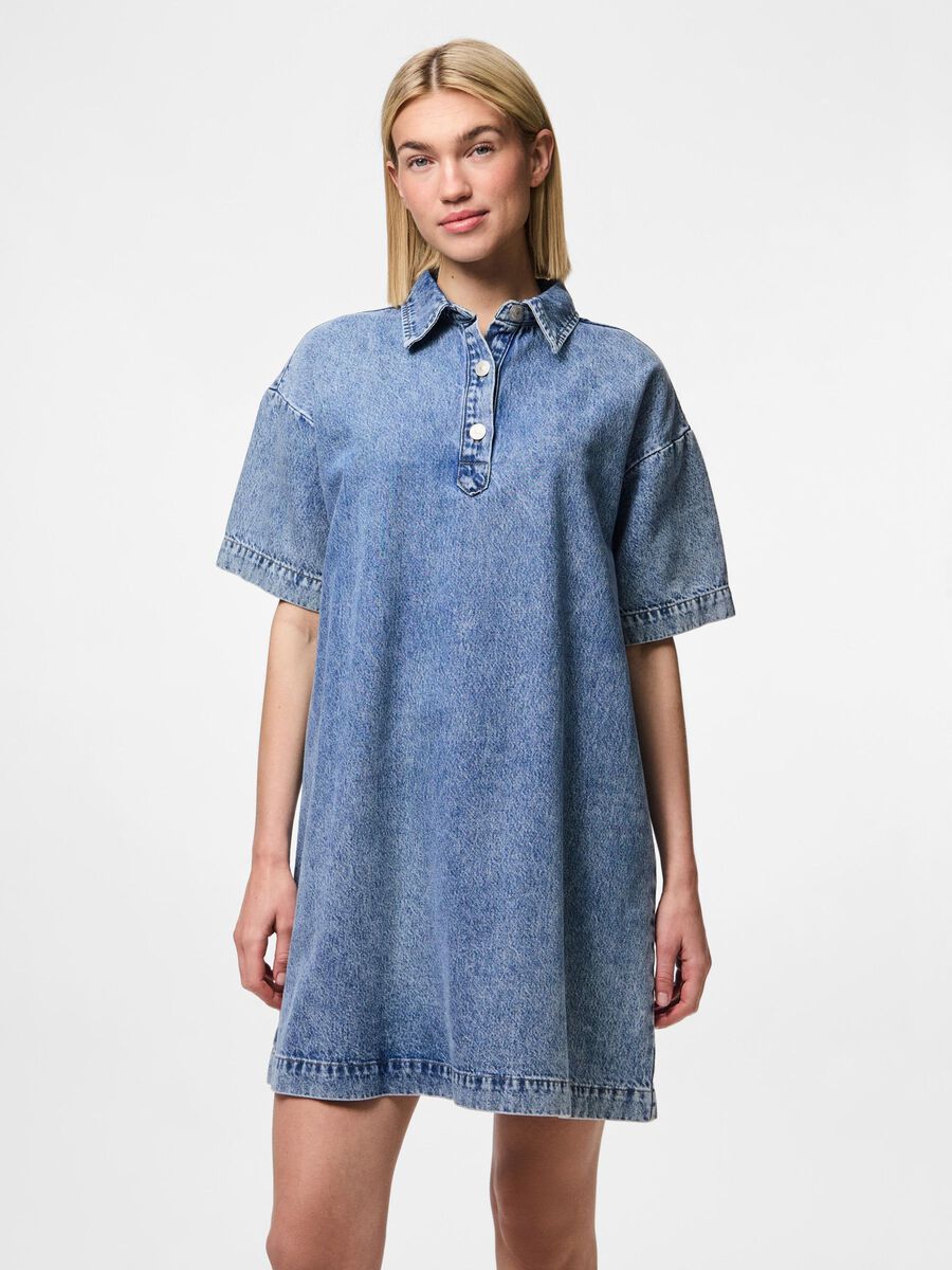 PIECES KENYA SS A-SHAPE DENIM DRESS