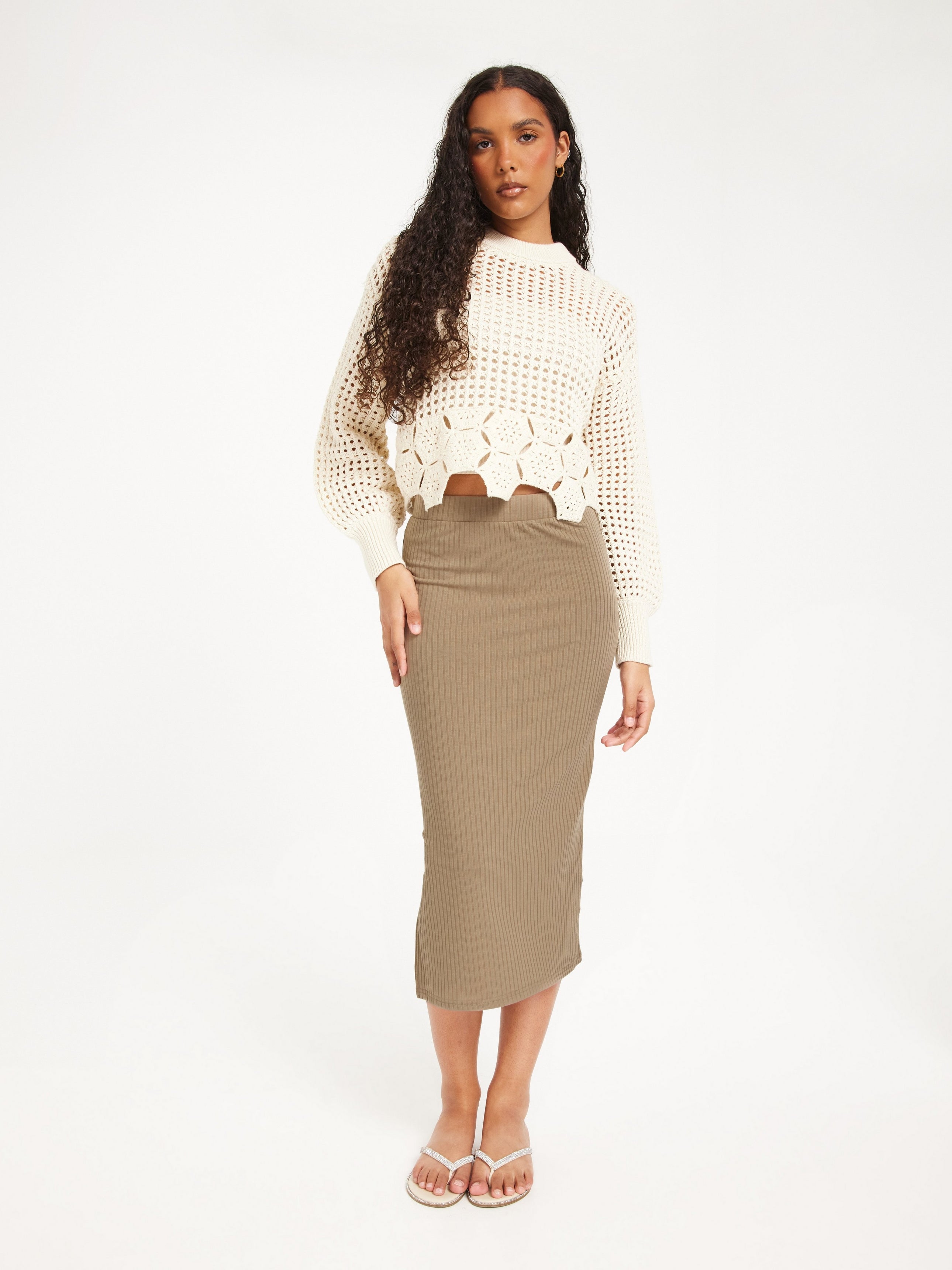 PIECES KYLIE MW MIDI SKIRT