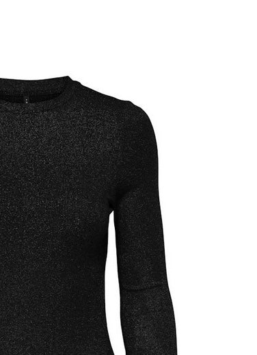 ONLY LENA L/S O-NECK GLITTER RIB TOP