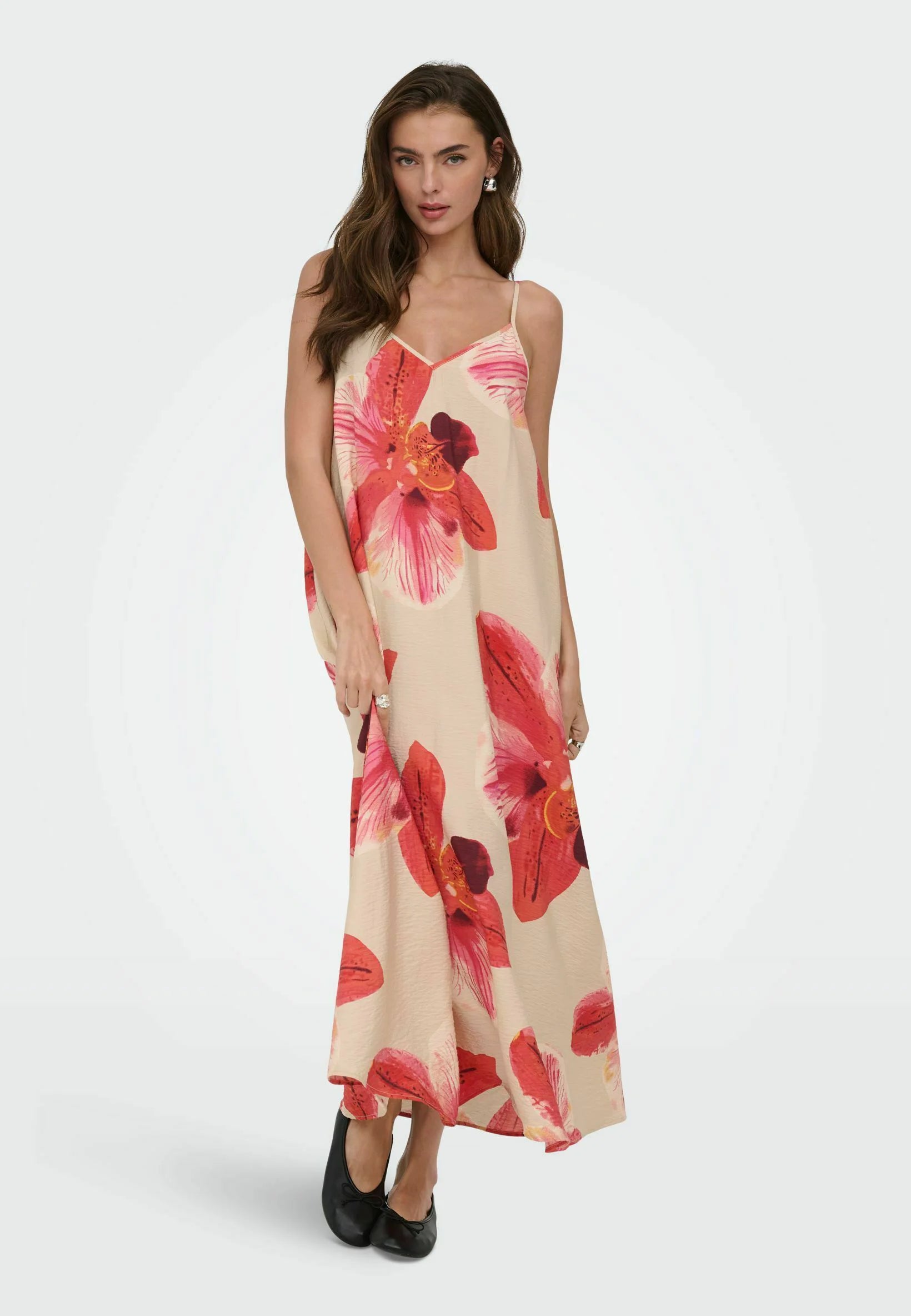 ONLY RESI-ELANOR STRAP BIG FLOWR DRESS