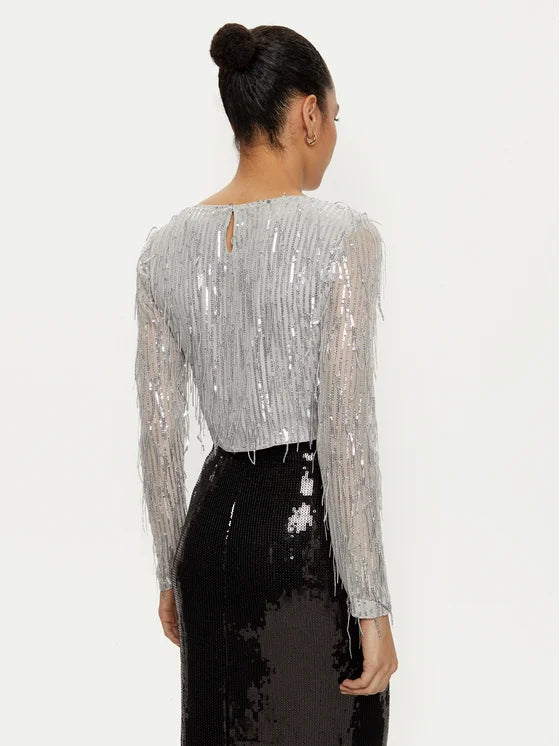 ONLY SPACY LS CROPPED SEQUINS TOP